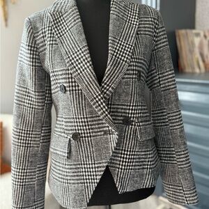 Avec Les Filles Monochrome Checkered Blazer